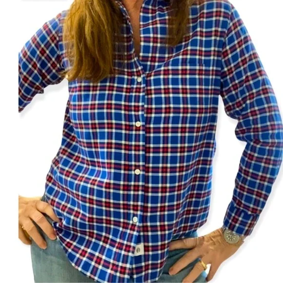 Grayson x Anthropologie The Hero XS, S, M L XL Blue Red Heather Flannel Button